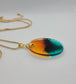 Oval Pendant and Necklace, Resin Sunset Scene