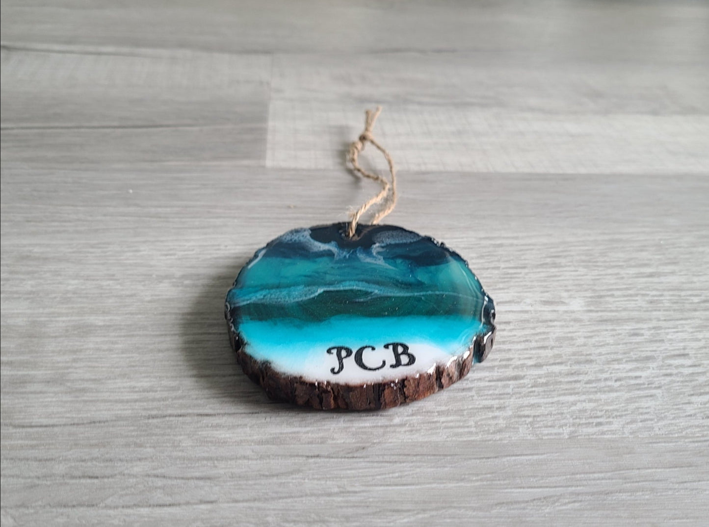Ocean Theme Ornament on Wood Slice, PCB
