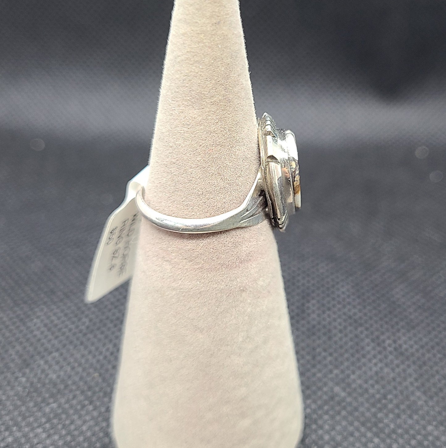 Pear Shaped Wild Horse and Sterling Silver Ring, Size 6