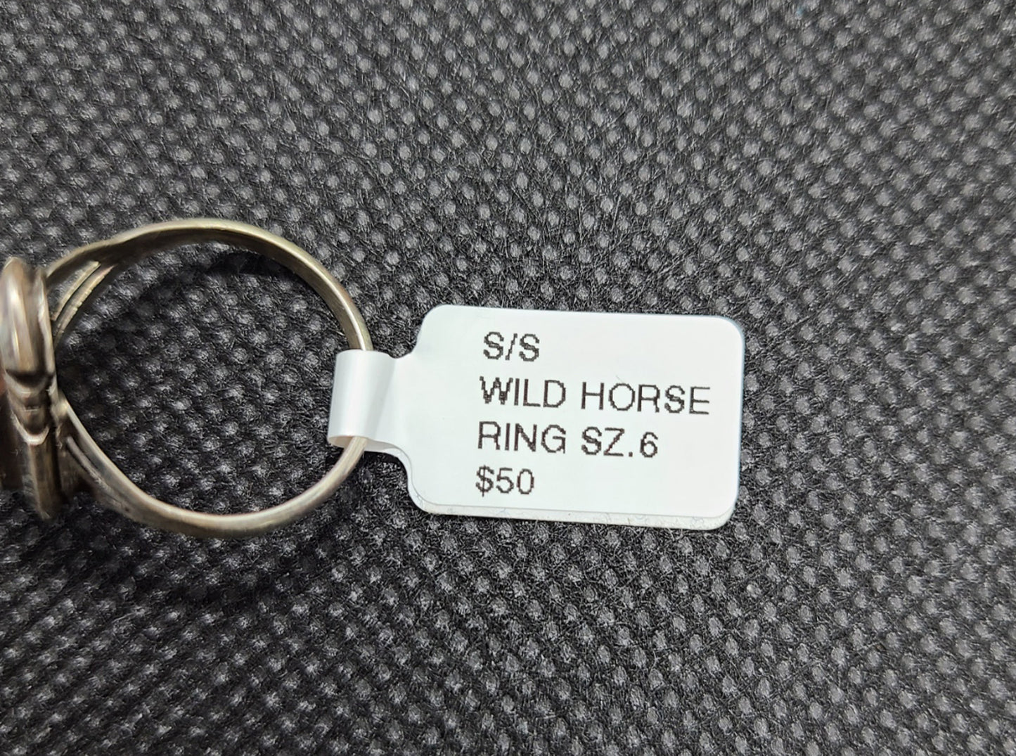 Pear Shaped Wild Horse and Sterling Silver Ring, Size 6