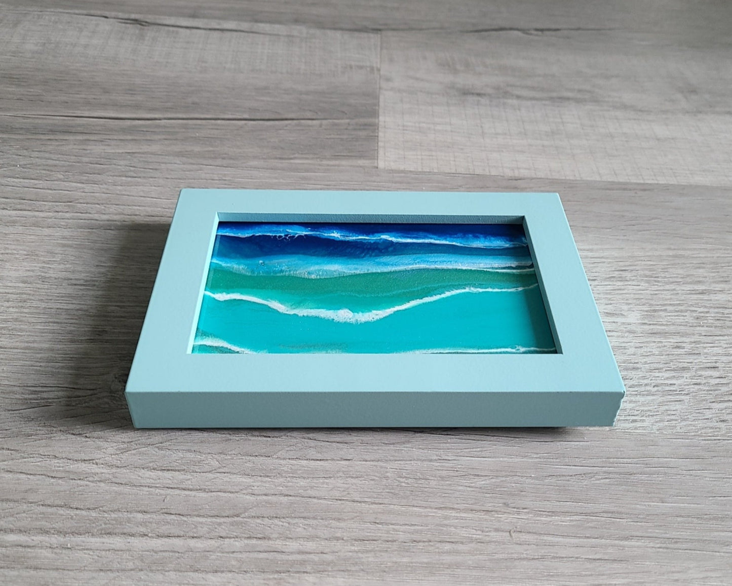 Ocean Scene on Glass in Wood Frame