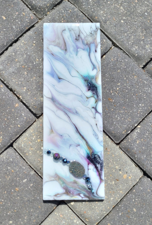 Rainbow Titanium Clouds, Wall Art on Tile, 13 x 4.25 Inches