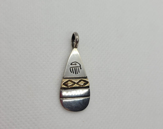 Navajo Storybook Pendant, Raincloud, Diamond Rug Design, 14kt, Sterling