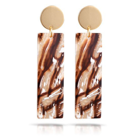 Long Rectangular Drop Earrings, 18K Gold Plated