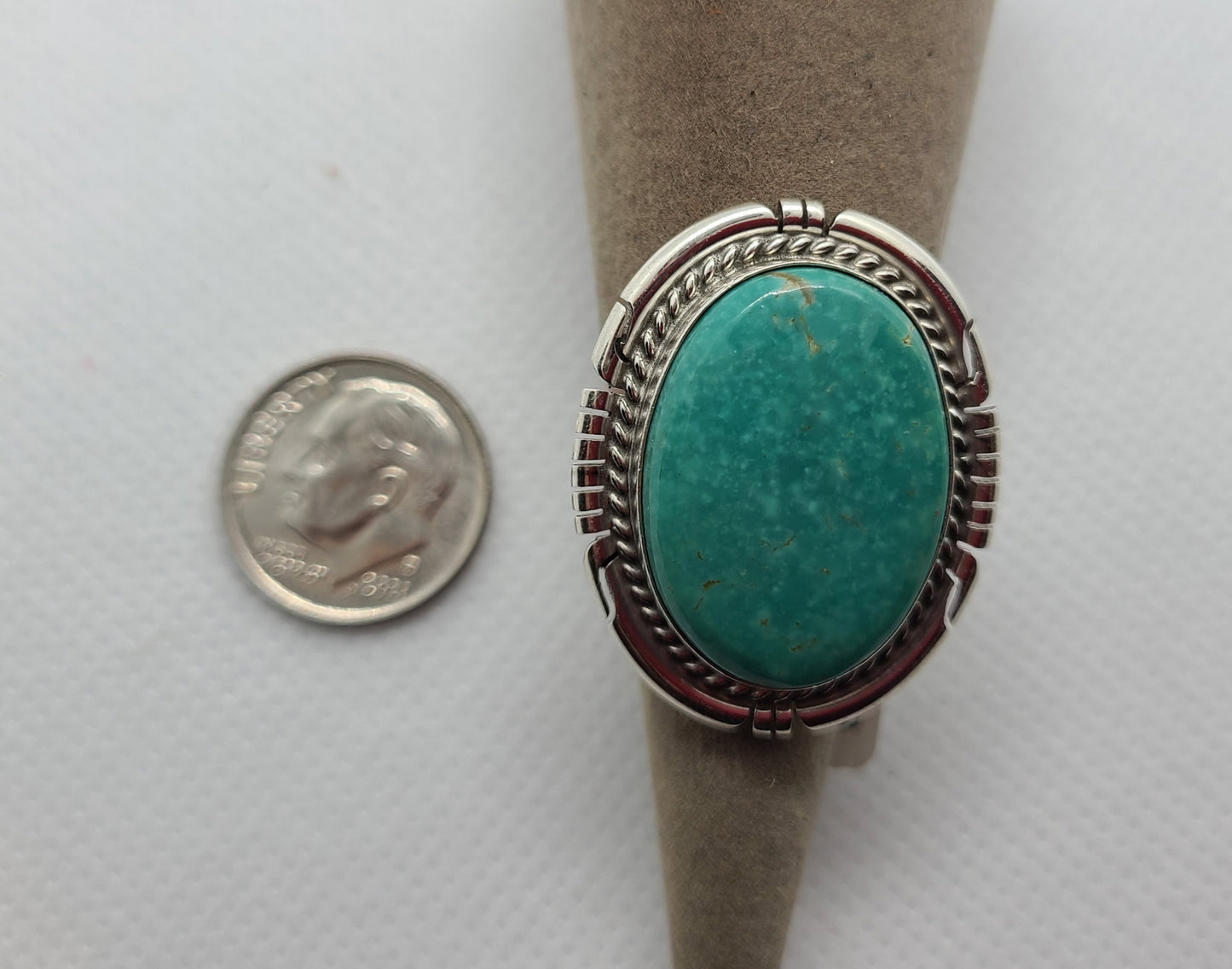 Royston Turquoise Ring, Large Oval, Sterling Silver, Size 8