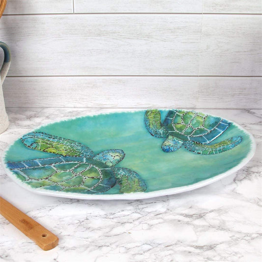 DEI Sea Turtle Melamine Oval Platter, 17 x 11 Inches