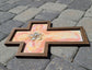 Resin and Wood Cross, Sherbet Colors & Shells