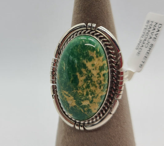 Sonoran Gold Turquoise Ring, Size 9, Navajo Artist, Dave Skeets