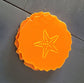 Set of 4 Geode Shaped Coasters, Sunset Orange With Starfish and Sand Dollars