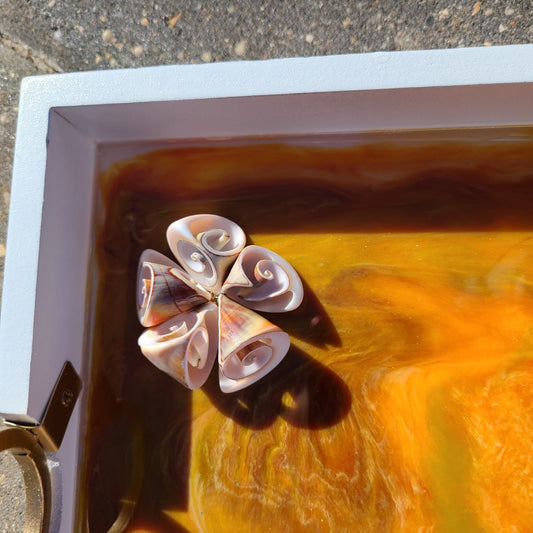 White Tray With Sunshine and Shells Resin