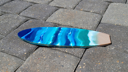 Ocean Scene Surfboard, Wall Art, 12 x 4 Inch, Wood