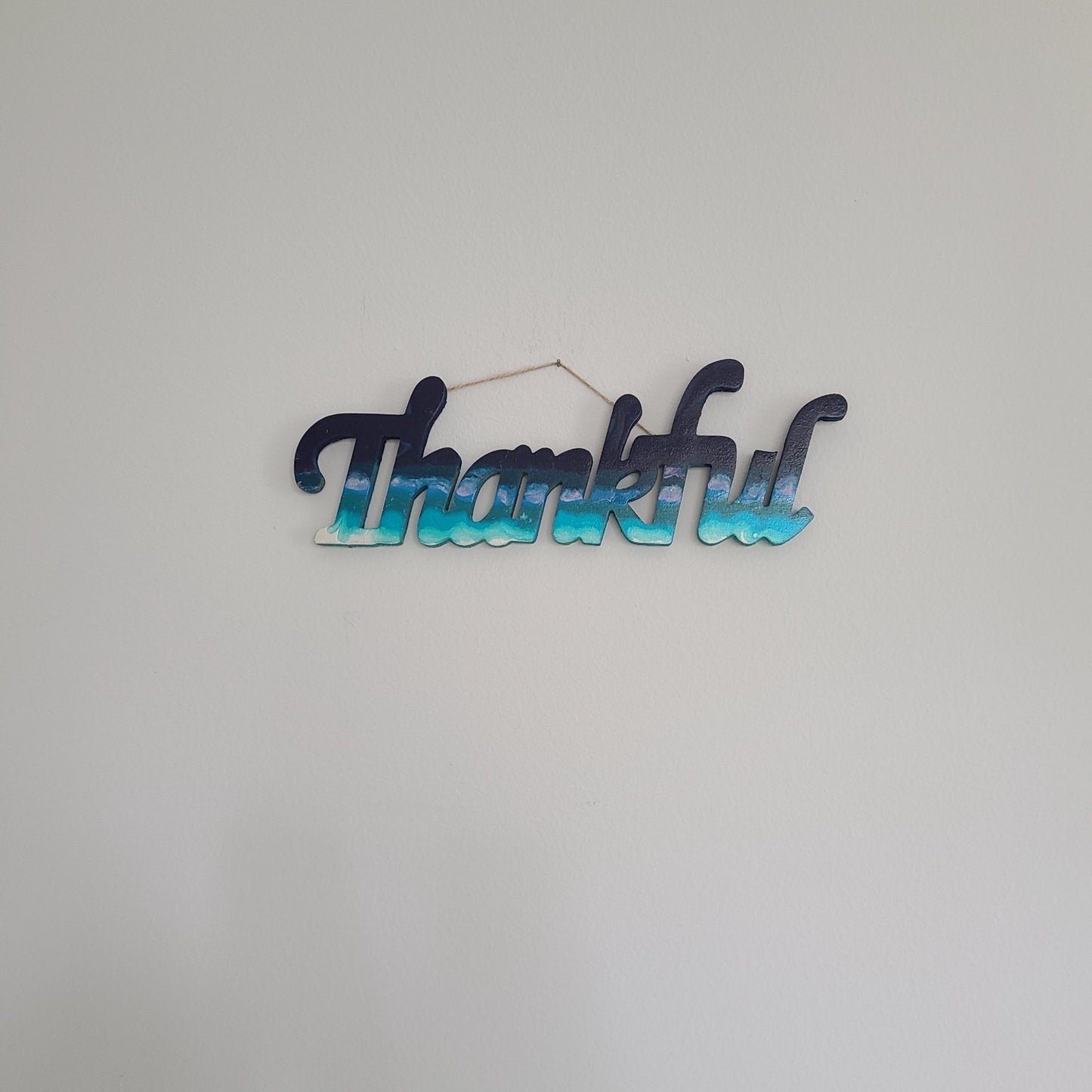 Wall Art or Shelf Sitter, Beach Theme Thankful Word Art