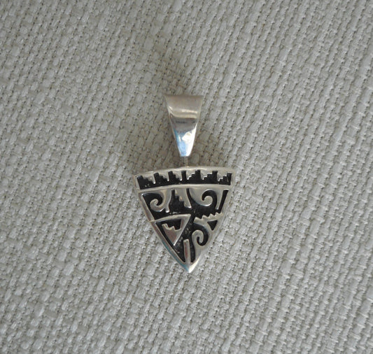 Inlay Reversible Pendant, Triangle Shape, Sterling Silver