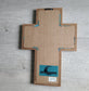 Turquoise and Teal Wall Cross, Wood and Resin
