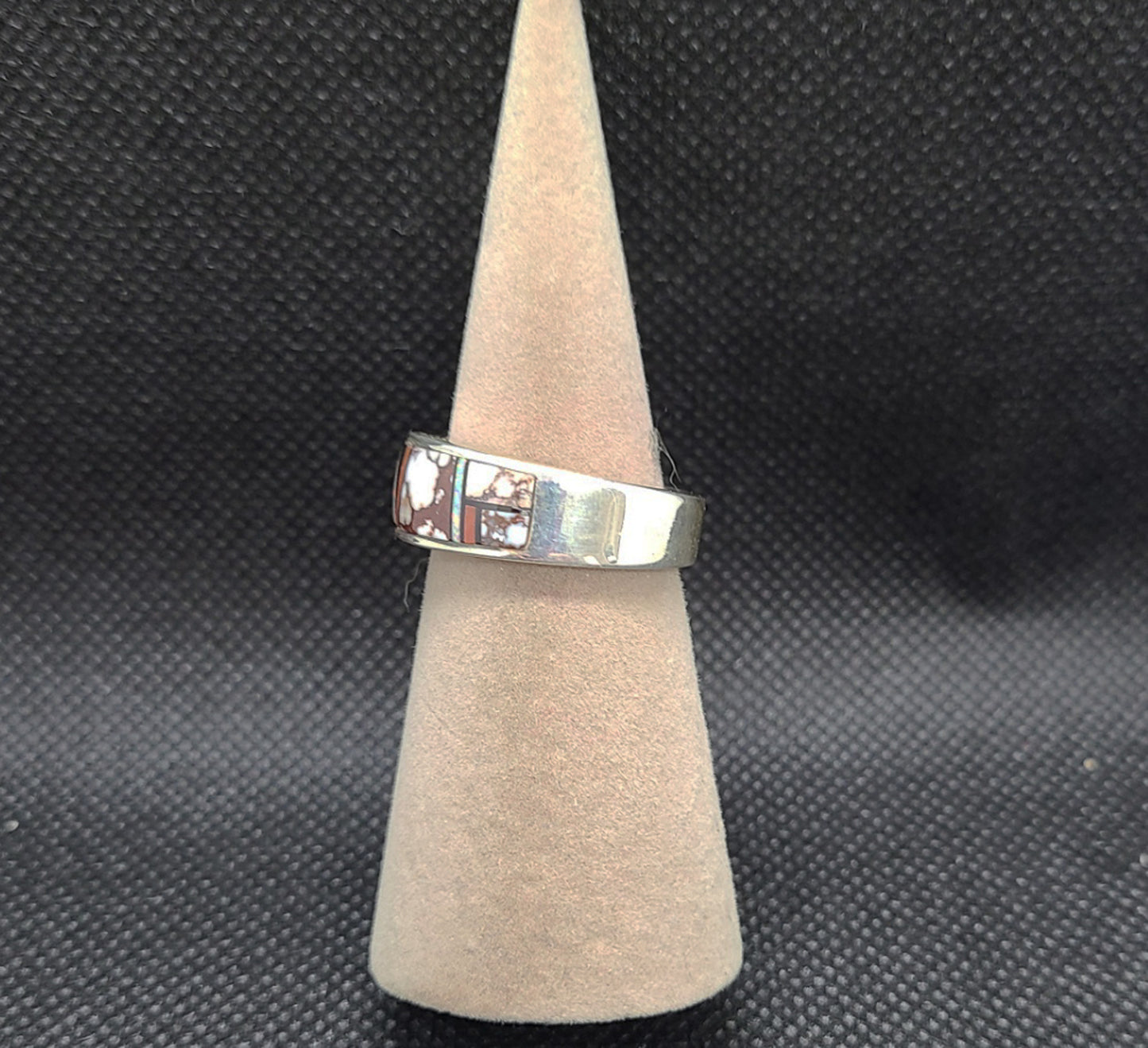 Wild Horse Inlay Ring, Sterling Silver, Unisex Size 9,