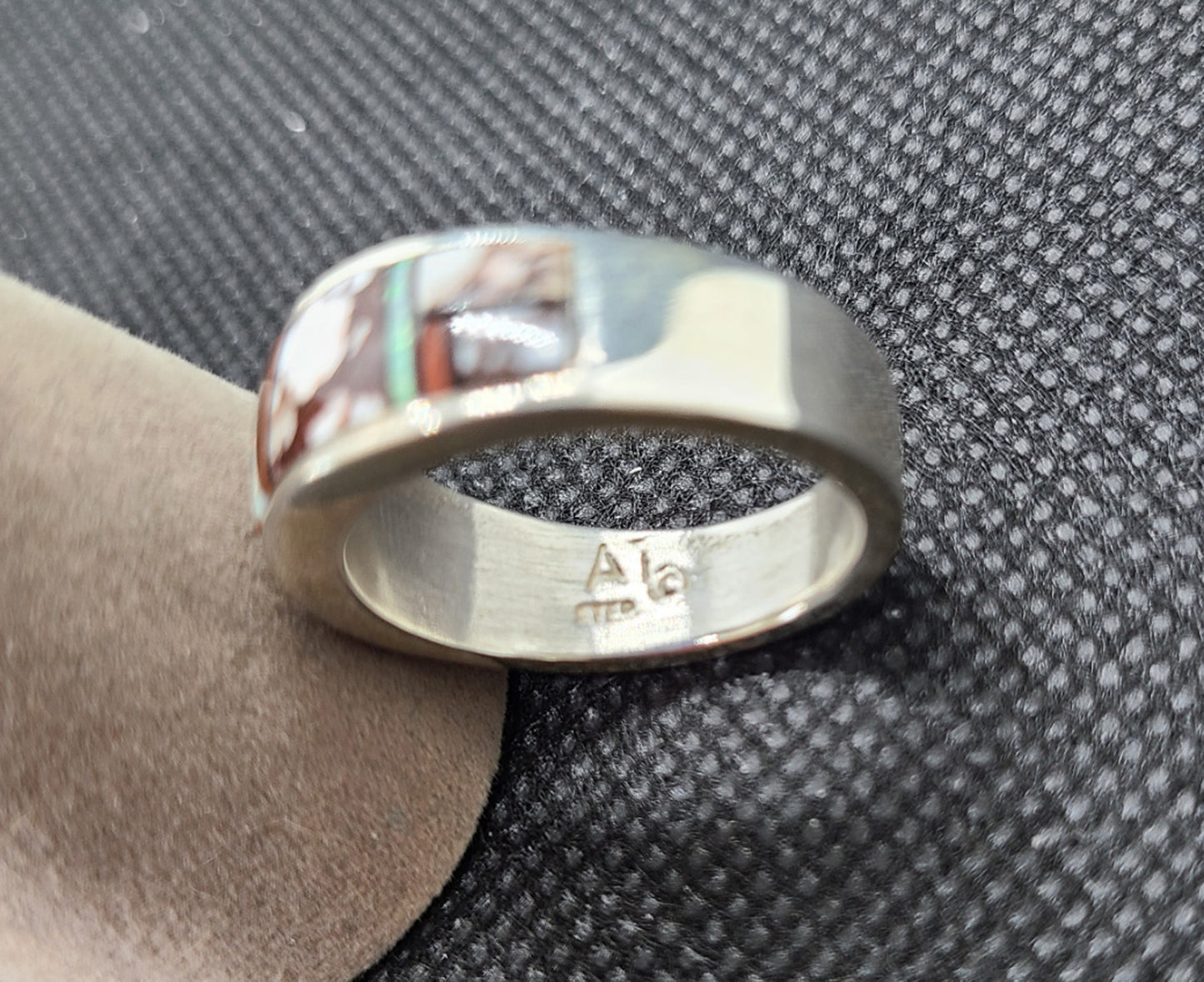 Wild Horse Inlay Ring, Sterling Silver, Unisex Size 9,